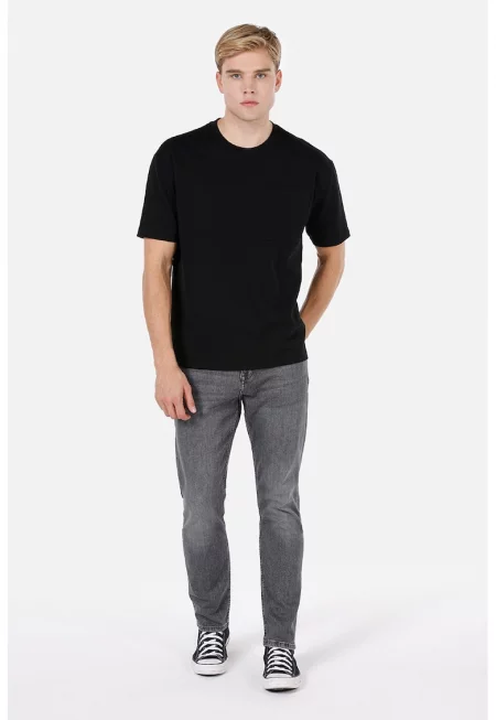 Дънки със средна талия и 5 джоба - Tъмносив