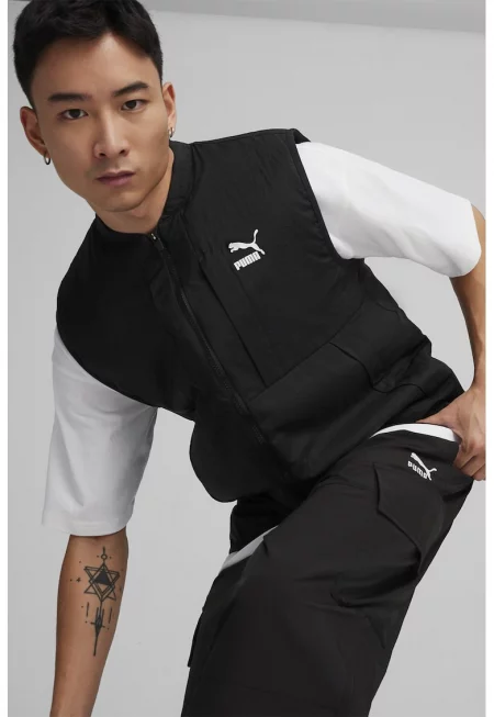 Елек с цип и лого - Бял/Черен