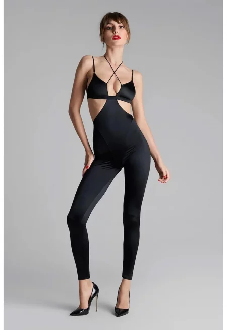 Fitted Jumpsuit With Side Cut-Outs - Черен