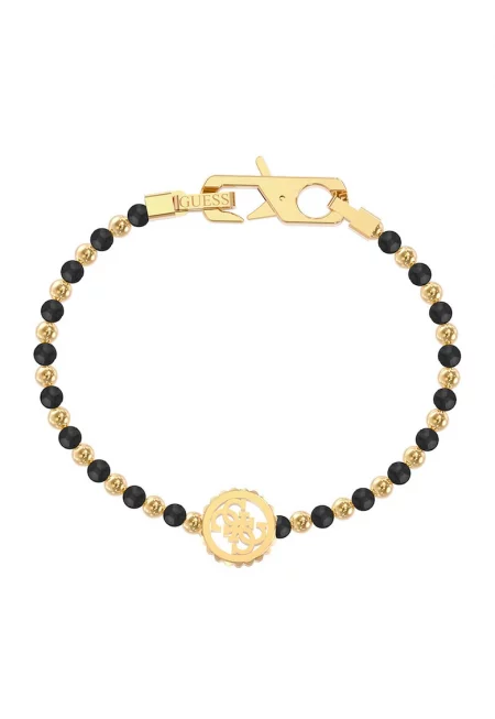 Гривна от неръждаема стомана с мъниста - Златист