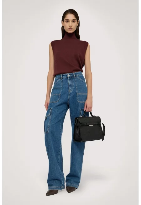 Карго дънки с широк крачол - Син