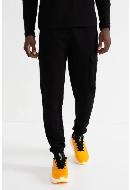 Карго спортен панталон с еластична талия - Черен/Избеляло черно