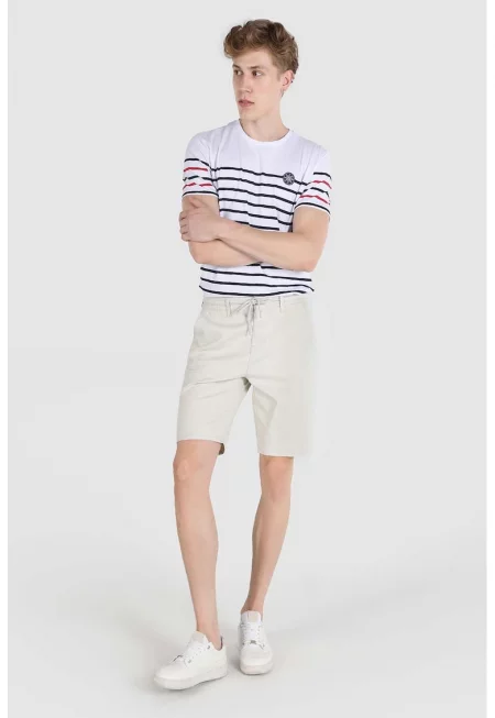 Къс панталон чино с връзки - Мръснобял