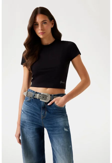 Къса слим тениска с лого