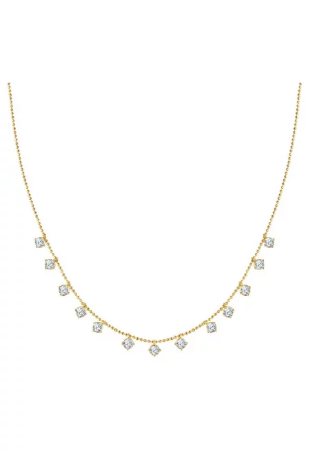 Колие с 14К златно покритие и европейски кристали - Златист/Жълт