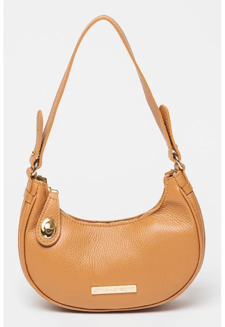 Кожена чанта през рамо - Канелено кафяво