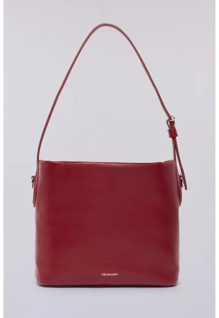 Кожена хобо чанта с лого