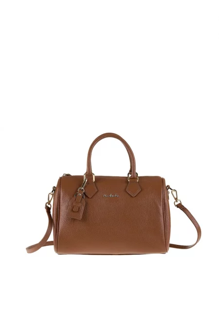 Кожена ръчна чанта Arcadia с отделяща се презрамка - Кафяв