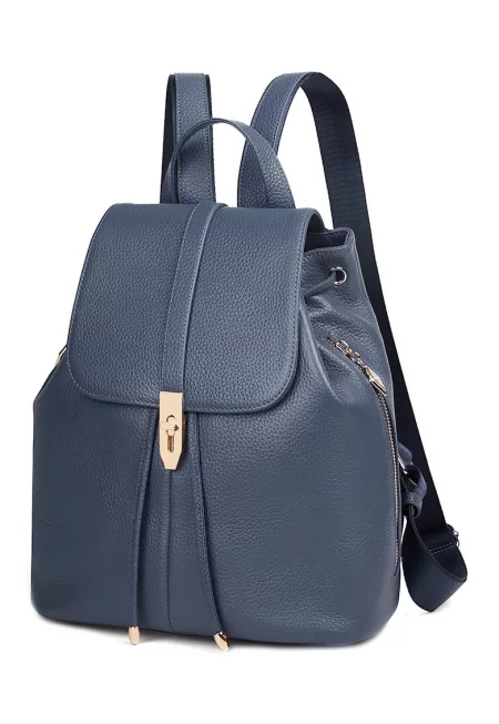 Кожена раница Milo с регулируеми презрамки - Прашно синьо