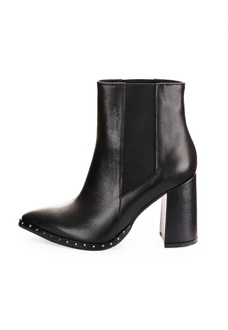 Кожени боти Tina с масивен ток - Черен