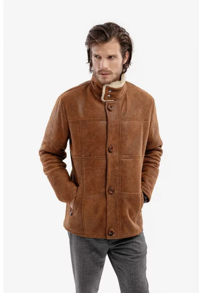 Кожено зимно яке Napalan с подплата от агнешки пух