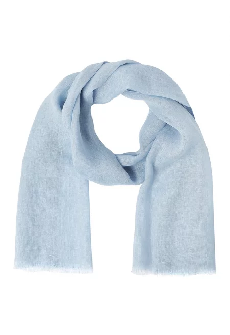 Ленен шал с незавършен подгъв - Пастелносин