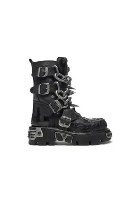 Мъжки ботуши  M-727-S5 - естествена кожа - Черен