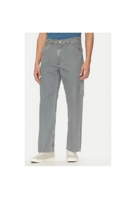 Мъжки панталон  размер S - 55849-0058 - памук - бял/черен - Бял/Черен