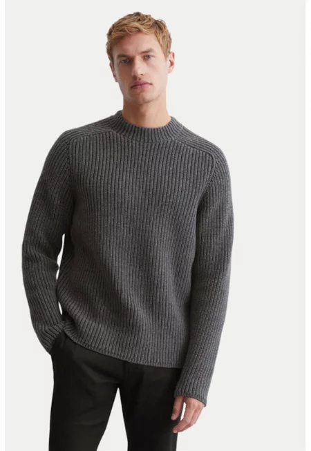 Мъжки пуловер - Marc O'Polo - 304173509 - Вълна/Памук/Полиамид - - Сив