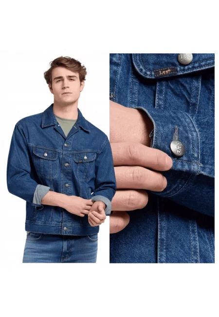 Мъжко яке -  Relaxed Rider Jacket - Редовна кройка - С яка - С копчета - Топло и удобно - Дълъг ръкав - Памук - Синьо - Син