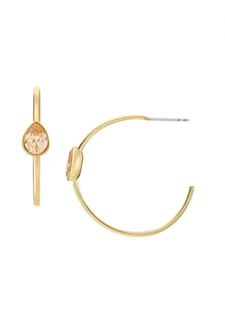 Обеци-полухалки с кристали - Златист