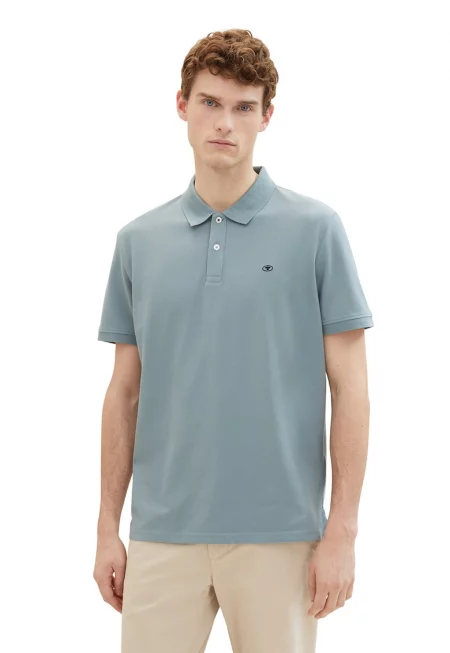 Памучна тениска с яка и лого