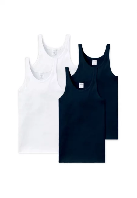 Памучни топове Essentials - 4 броя - Бял/Тъмносин