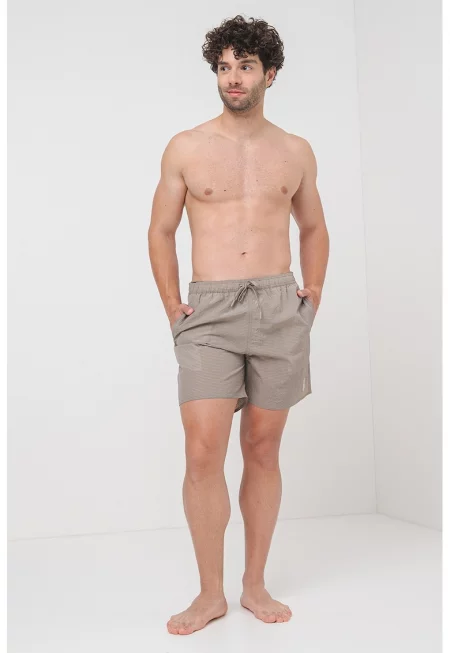 Плувни шорти с връзка и джобове - Бежов