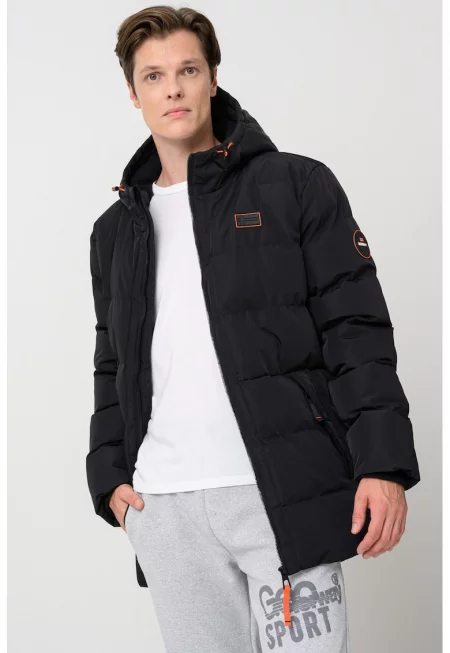 Подплатено зимно яке Caroli с качулка - Черен