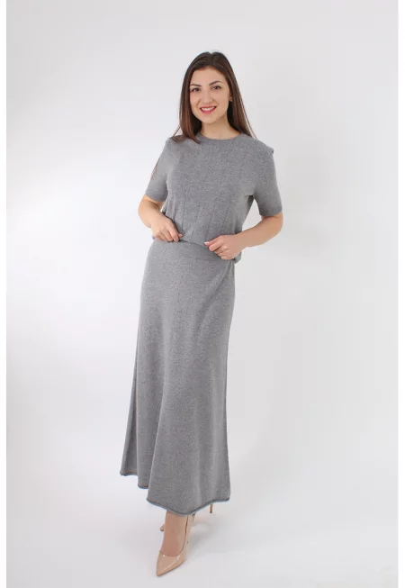 Пола с мерино - Сив меланж