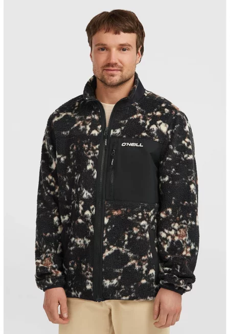 Поларено яке Must-Have High Pile с принт - Черен/Бежов