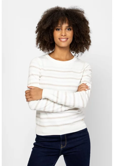 Раиран пуловер с овално деколте