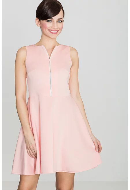 Разкроена рокля - Ленитиф - модел K098 - цип - мини - 95% полиестер - 5% еластан