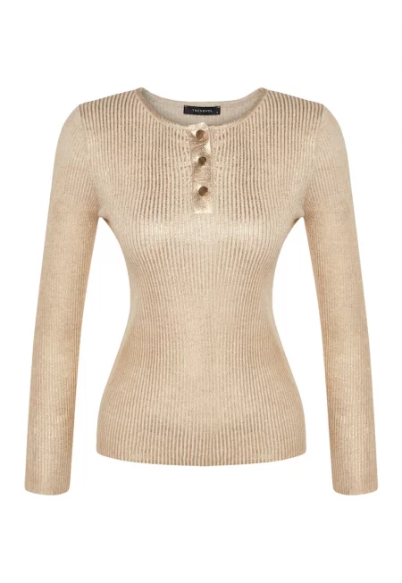 Рипсен пъловер с метализиран ефект