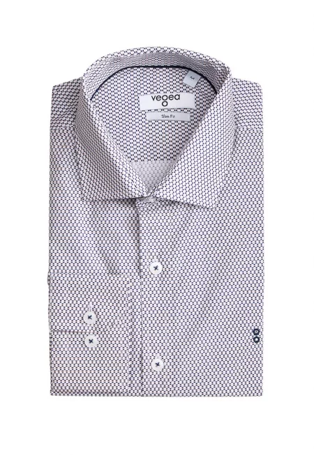 Риза по тялото с принт - Бял/Светлосин