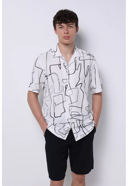 Риза с къси ръкави и десен