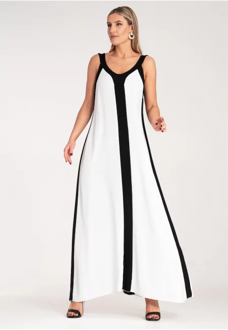 Рокля  черно и бяло - модел M1122 - полиестер -