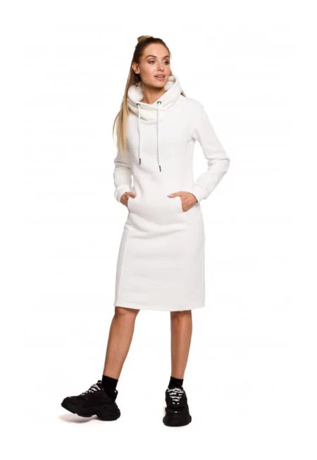 Рокля с висока яка - екрю