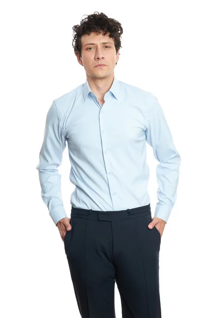 Слим риза - Светлосин