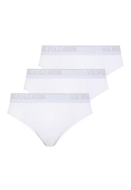 Слипове с лого на талията - 3 чифта - Бял