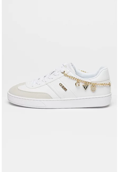 Спортни обувки от еко кожа с верижка - Златист/Светло сив/Бял