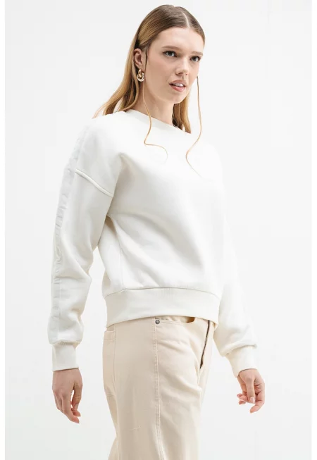 Суитшърт с лого - Мръснобял