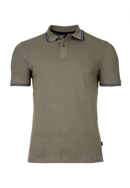 Тениска Pavlos с памук и яка - Зелен