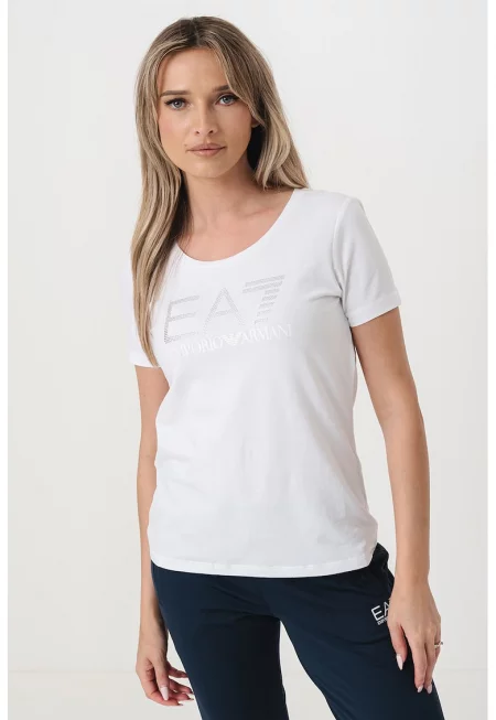 Тениска с лого - Бял/Сребрист