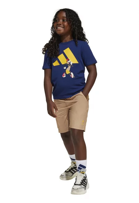 Тениска с памук и шорти - 2 части - Жълт/Тъмносин/Бежов