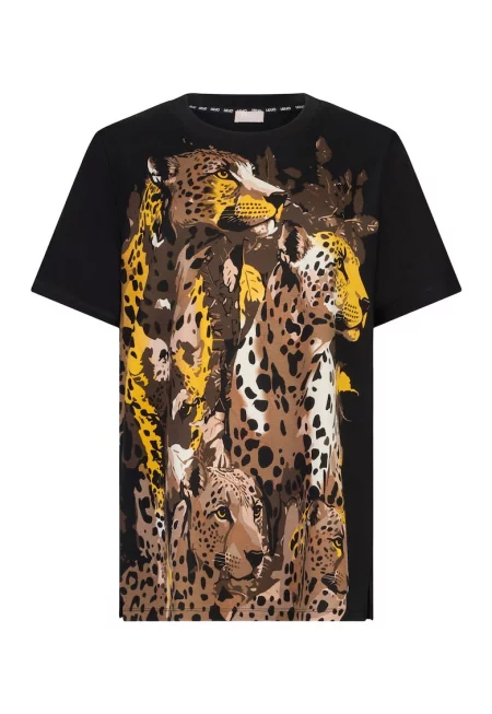 Тениска с принт - Черен/Жълт