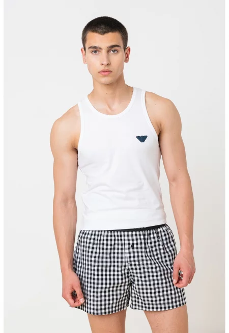 Топ с памук и лого - Бял