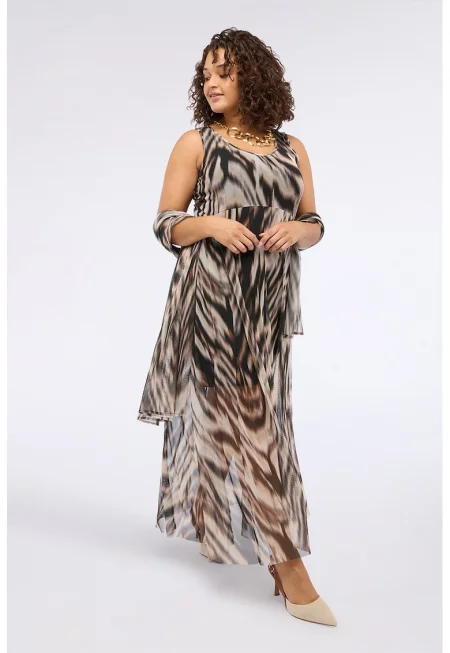 Тюлена рокля с принт - Многоцветен