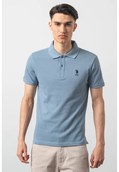 U.S. Polo Assn - Памучна тениска по тялото с яка