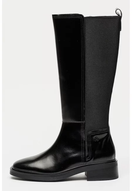 Високи ботуши от кожа - Черен