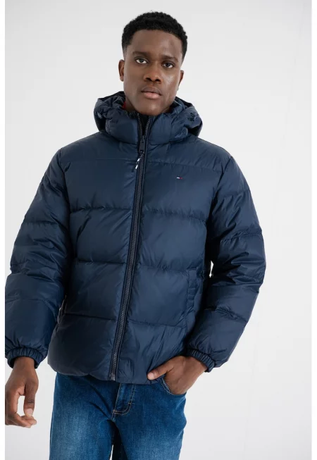 Зимно пухено яке с качулка - Ултрамарин синьо