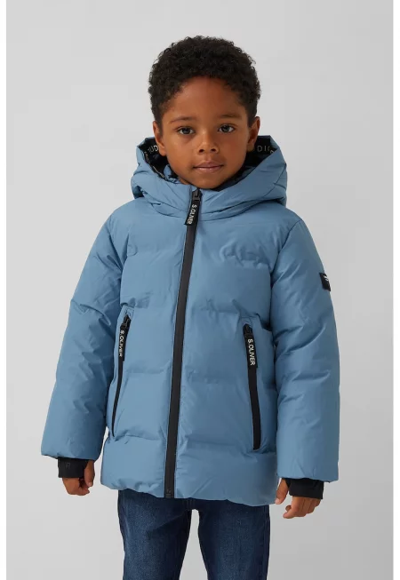 Зимно яке с джобове с цип - Светлосин