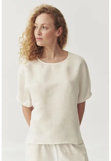 Блуза Malaga с лен - Слонова кост