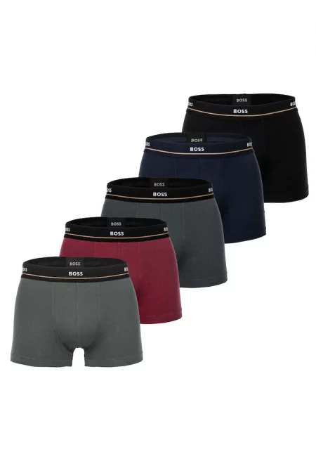 Боксерки с лого на талията - 5 чифта - Червен/Черен/Сив